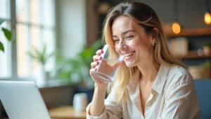 a woman drinking water