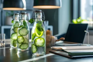 Karafki gazowanej wody serwowanej w biurze